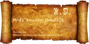 Mrákovics Donát névjegykártya